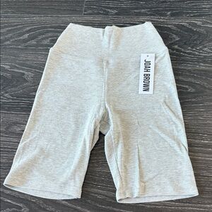 Joah Brown Light Gray Ribbed Biker Shorts NWT